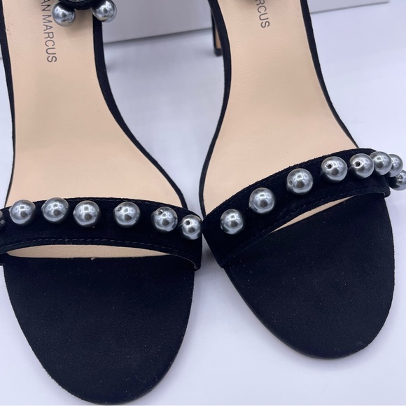 NEIMAN MARCUS suede pearl ankle strap high heel sandals women Size 8 - Picture 3 of 9